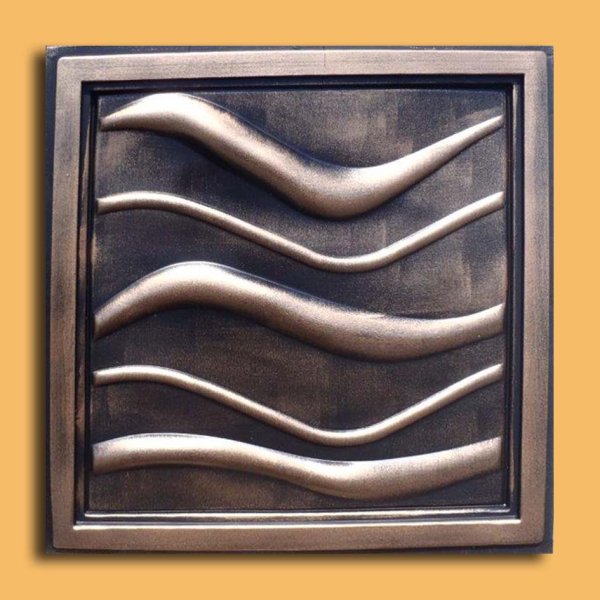 24"x24" Wave Antique Bronze Black PVC 20mil Ceiling Tiles