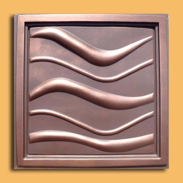 24"x24" Wave Antique Copper Brown PVC 20mil Ceiling Tiles