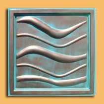 24″x24″ Wave Antique Copper Patina PVC 20mil Ceiling Tiles