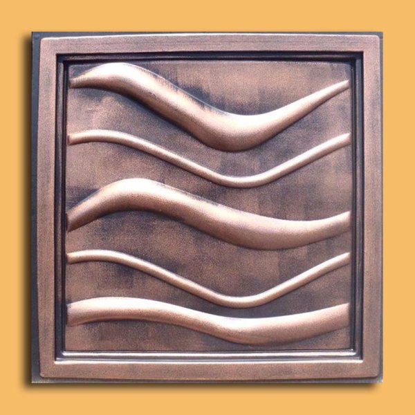 24"x24" Wave Antique Copper Black PVC 20mil Ceiling Tiles