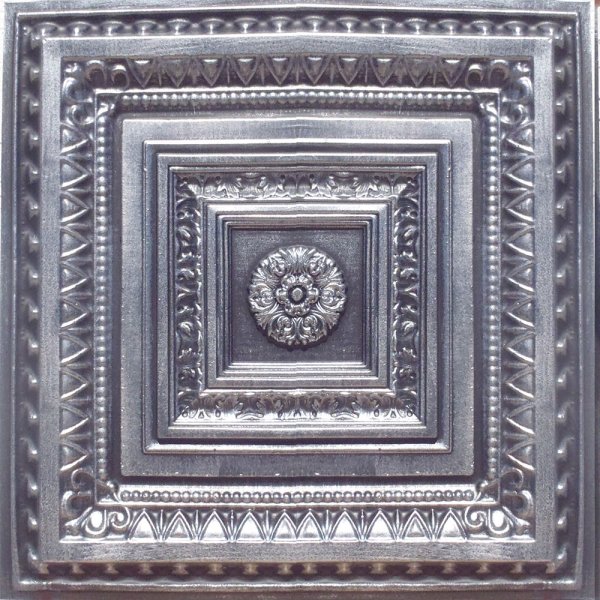 24"x24" Brilliance Antique Silver Black PVC 20mil Ceiling Tiles