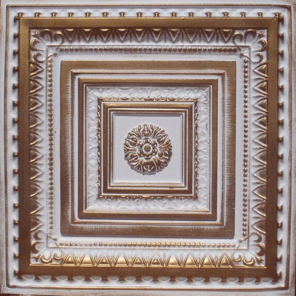 24"x24" Brilliance Accent Gold White PVC 20mil Ceiling Tiles