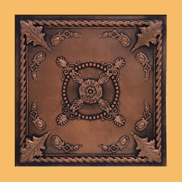 24"x24" Jewel Antique Copper Black PVC 20mil Ceiling Tiles