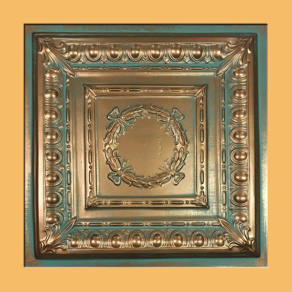 24"x24" Asiago Antique Copper Patina PVC 20mil Ceiling Tile c