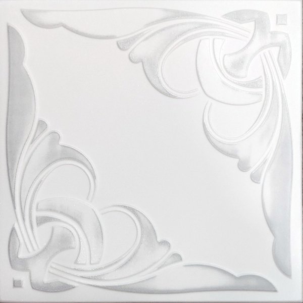 20"x20" Monaco Antique Silver White Ceiling Tiles