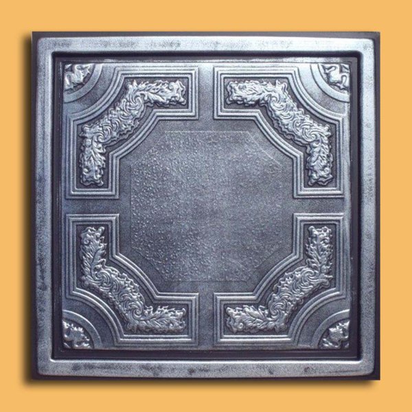 24"x24" Caracas Antique Silver Black PVC 20mil Ceiling Tiles