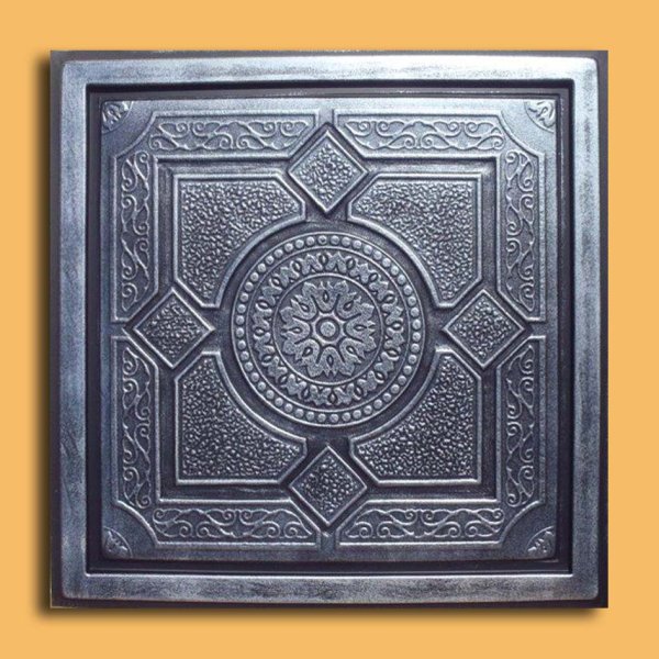 24"x24" Lima Antique Silver Black PVC 20mil Ceiling Tiles