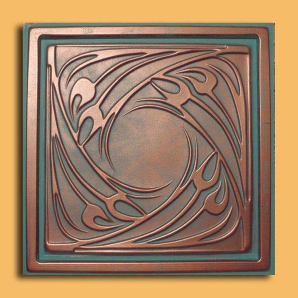 24"x24" Genoa Antique Copper Patina PVC 20mil Ceiling Tiles