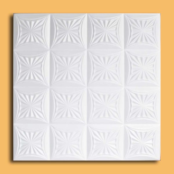 20"x20" Karaganda White Tile Ceiling Tiles (#R140)