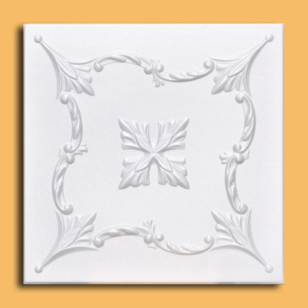 20"x20" Saratov White Tile Ceiling Tiles (#R138)