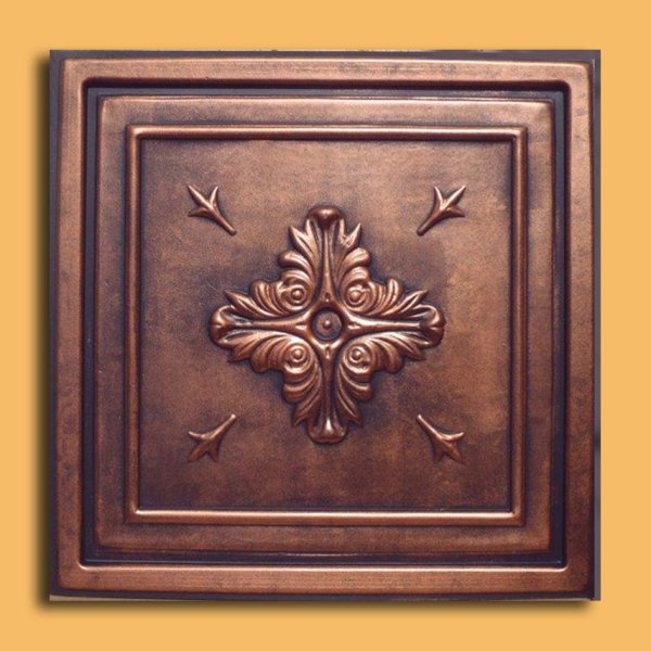 24"x24" Barok Antique Copper Black PVC 20mil Ceiling Tiles