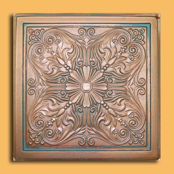 24"x24" Astana Antique Copper Patina PVC 20mil Ceiling Tiles