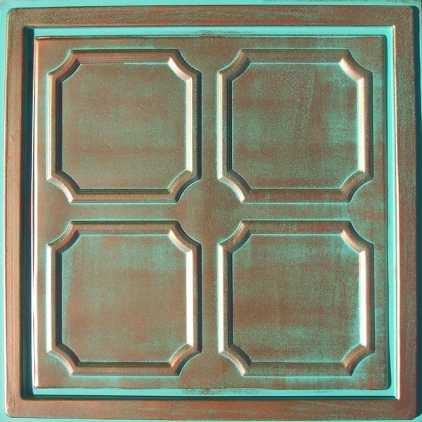 24"x24" Alfa Antique Copper Patina PVC 20mil Ceiling Tiles