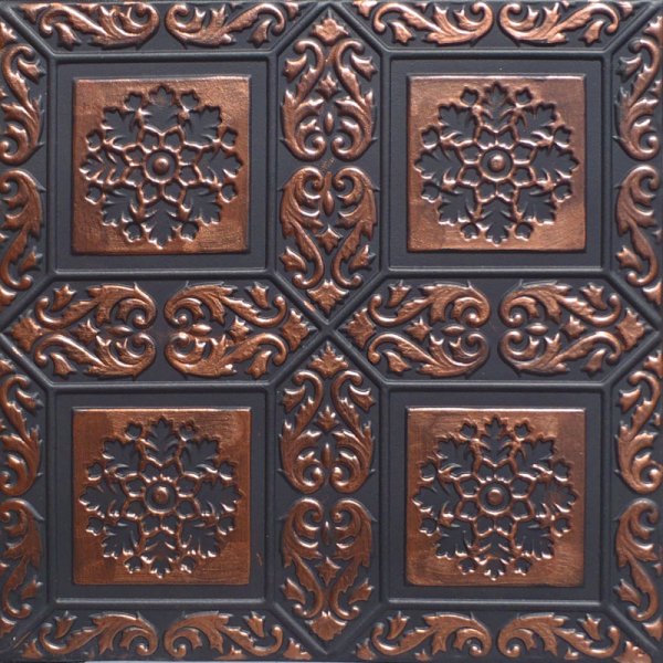 20x20" Ankara Accent Copper Black PVC 20mil Ceiling Tiles