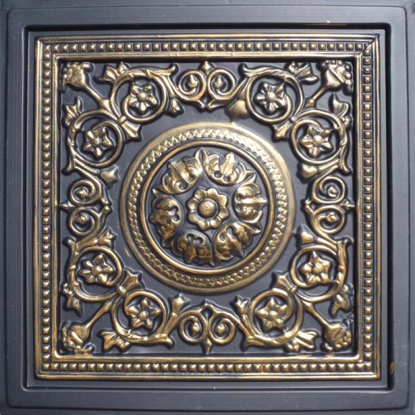 24"x24" Majesty Accent Gold Black PVC 20mil Ceiling Tiles